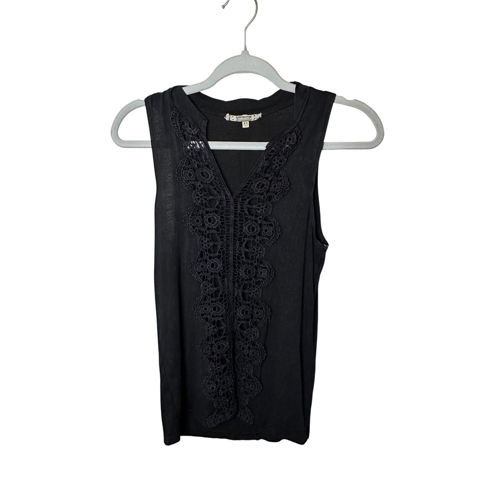 Gimmicks by BKE Black Crochet Lace Bib Sleeveless V-Neck Top XS